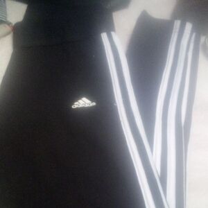 Adidas Women's Black Track Pants with White Accents